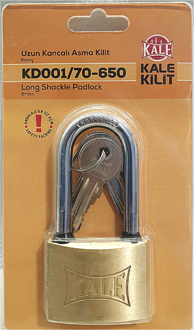 KALE ASMA KİLİT ÇELİK UZUN KANCA SARI 50mm