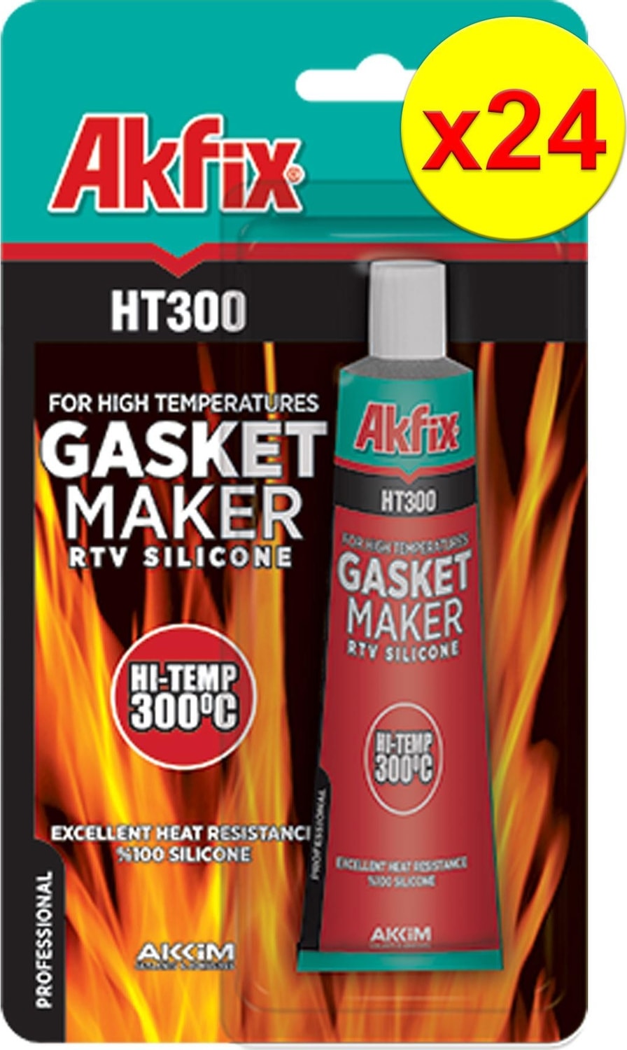 HT300 Yüksek Isı Silikonu Sıvı Conta 50 ml Tüp Kırmızı 24'lü