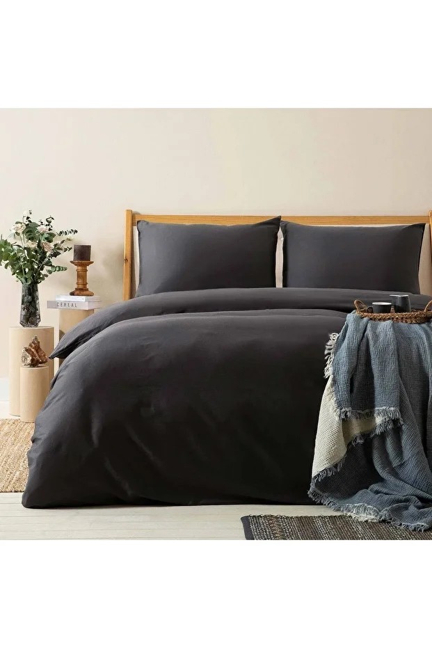 Alana Nevresim Seti 200x220 Cm Antrasit