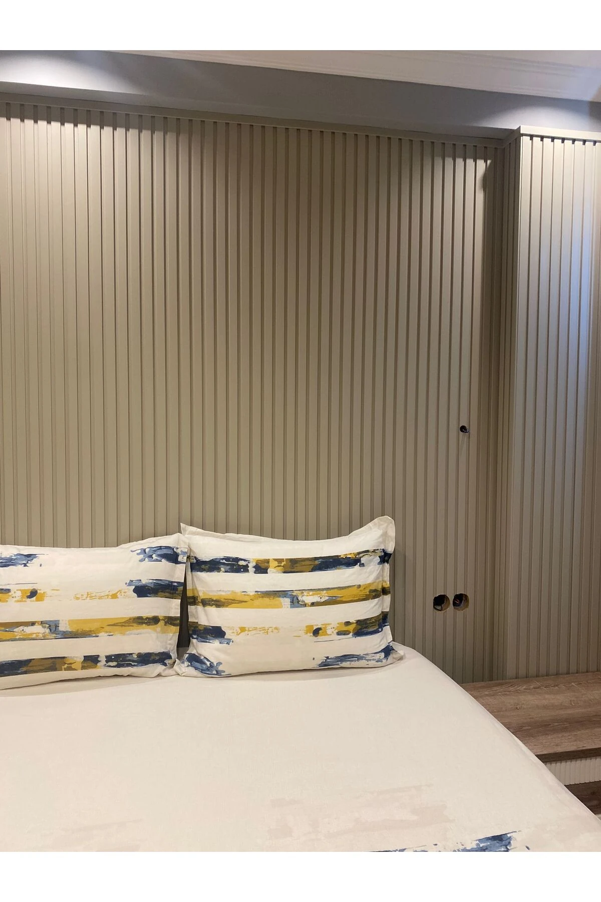 MDF Tavan & Duvar Lambri Seti (10 Adet) 12x280 cm Kum Beji Ahşap Görünümlü Dekoratif Kaplama Paneli