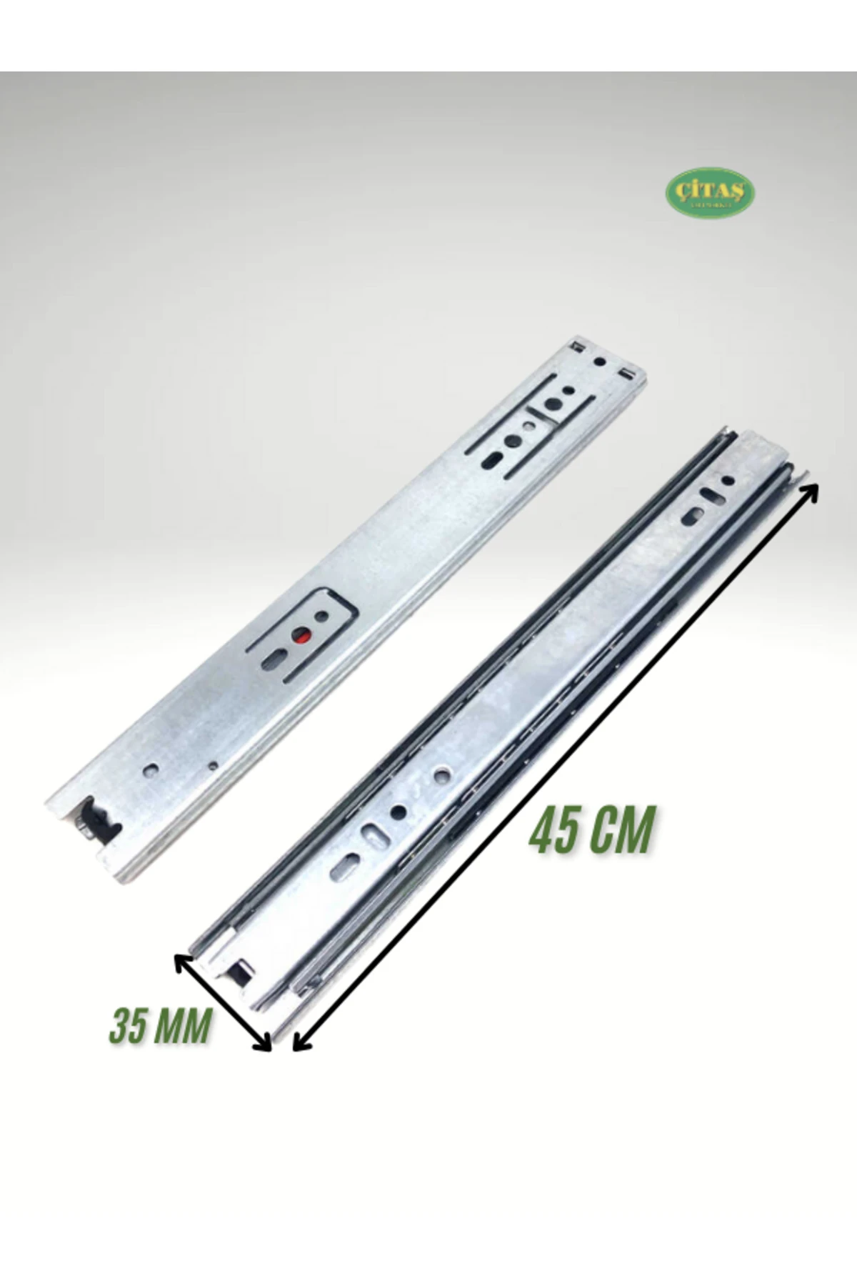 1. SINIF 45 CM TELESKOPİK BİLYELİ ÇEKMECE RAYI (3.5 CM GENİŞLİK)