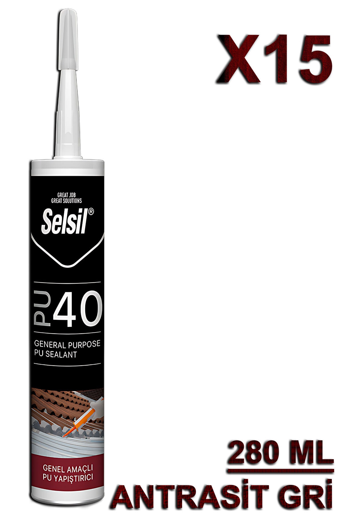 SELSİL Pu Mastik Antrasit Gri 280 ML (15 Adet)