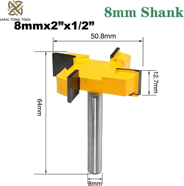 8mm Shank 1 Adet 4 Kenar T Tipi Planya Kesici Ağaç Işleme Aleti Freze Uçları Ahşap Endüstriyel Sınıf Freze Kesici Planya LT031 (Yurt Dışından)