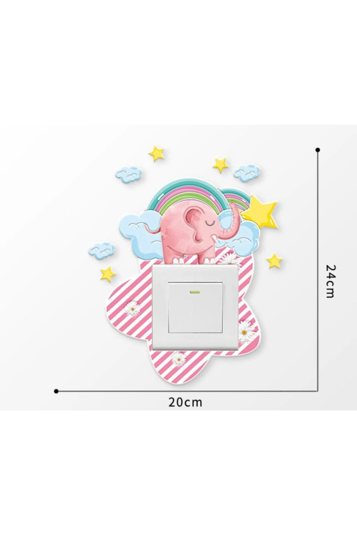 Bebek/çocuk Odası Için Lamba Anahtarı Ve Priz Silikon Sticker - Pembe Fıl