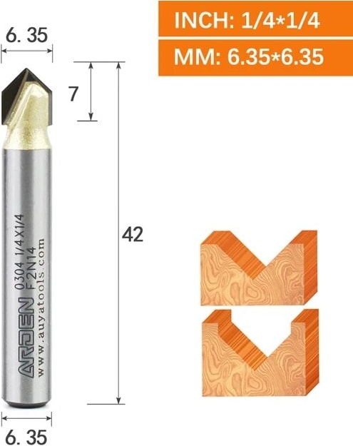 6.35X6.35 Arden 90 Derece V Bit 1/2 "karbür Üçgen V-Oluk Planya Yönlendirici Bit Ağaç Işleme Pah Kırma 3D Gravür Mdf Sertağaç Için (Yurt Dışından)