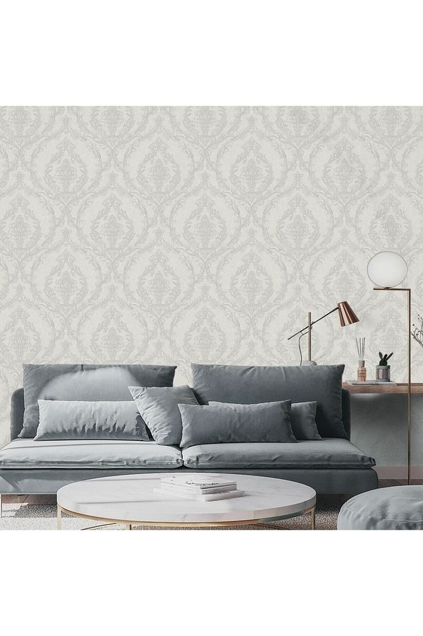 Dante Seri Damask Desenli Duvar Kağıtı(1401-3: GRİ)