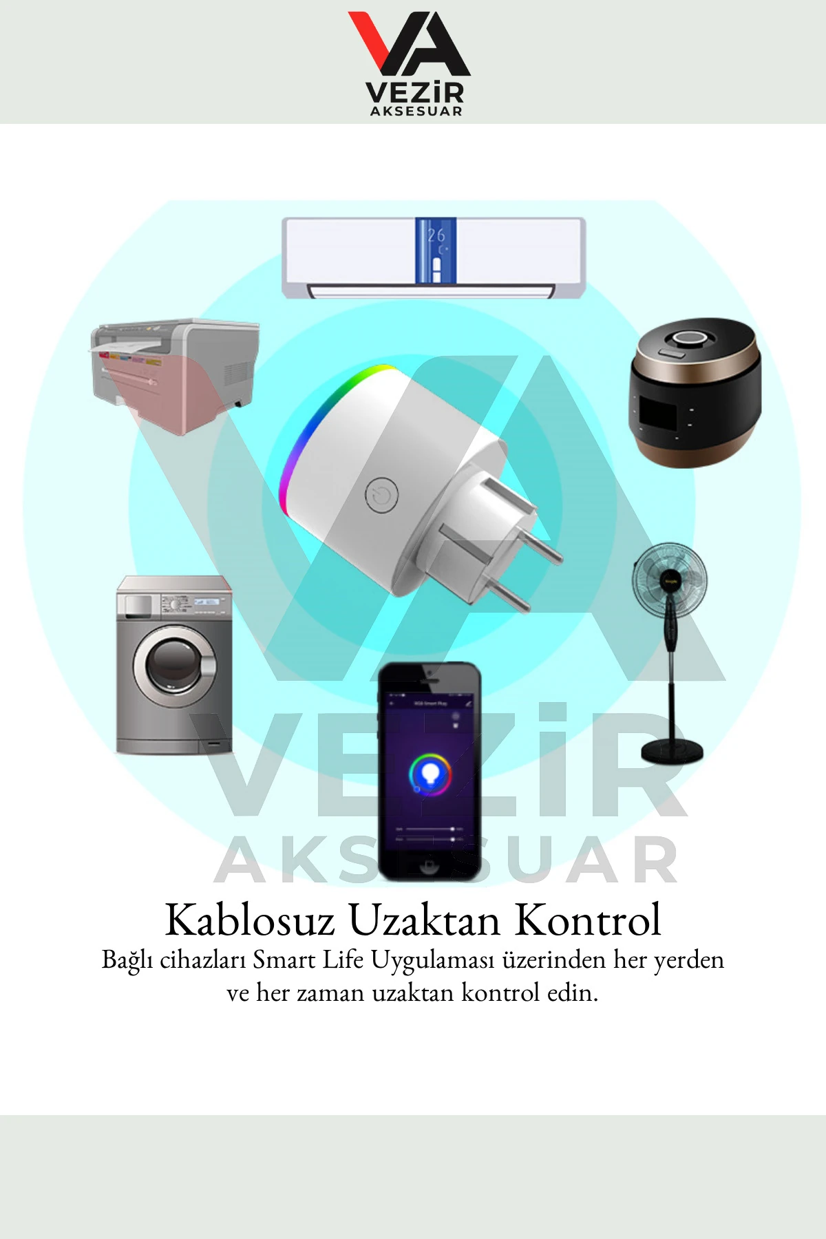 Fulltech Akıllı Priz – RGB Işıklı, Wi-Fi Kontrollü, 3680W, TUYA App Destekli Uzaktan Kontrol