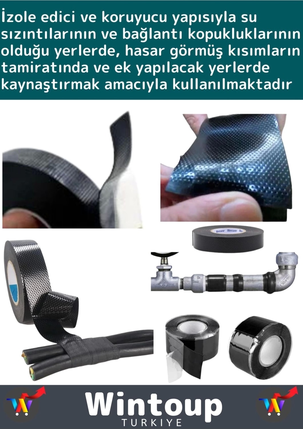 OZKUVVET Yanmaz Su Geçirmez Ekstra Güçlü Yapışkanlı Kendinden Eriyen Kauçuk Yalıtım Bandı 3 Adet