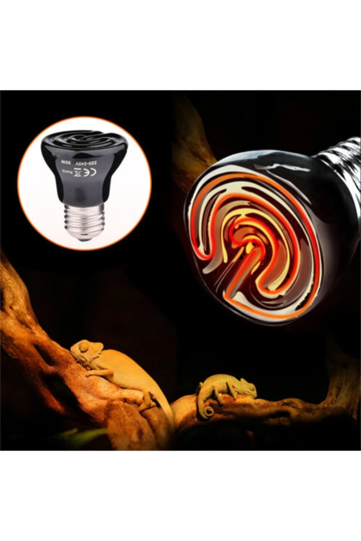 Seramik Isı Lambası Kuluçka Isıtıcı 50w Kızılötesi Isıtıcı Izolasyon