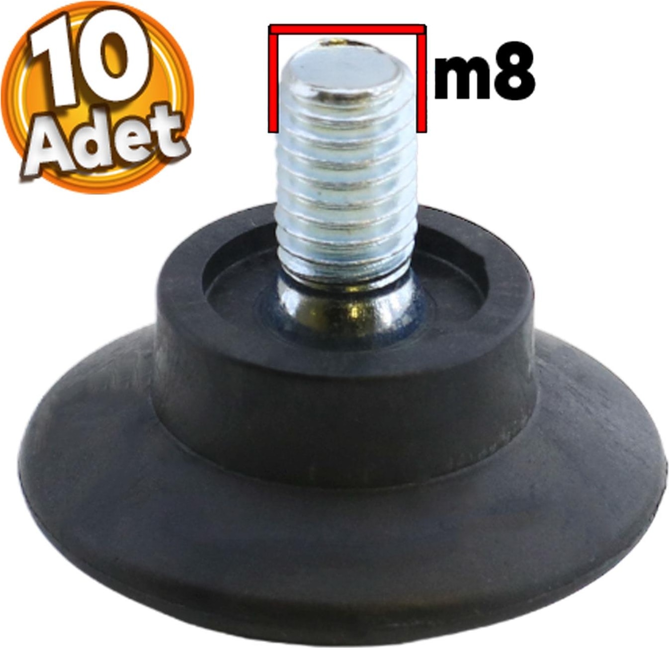 Bingo Rotil Ayakları M8 Civatalı Mm Siyah Profil Ayağı 3 Cm (10 Adet)