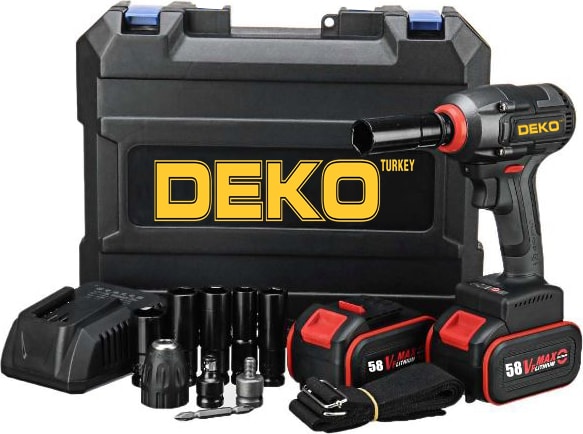 DK5810TS 58V 10AH Kömürsüz Motor Darbeli Çift Vuruş Bijon Somun Sökme Makinesi Matkap Seti 520NM