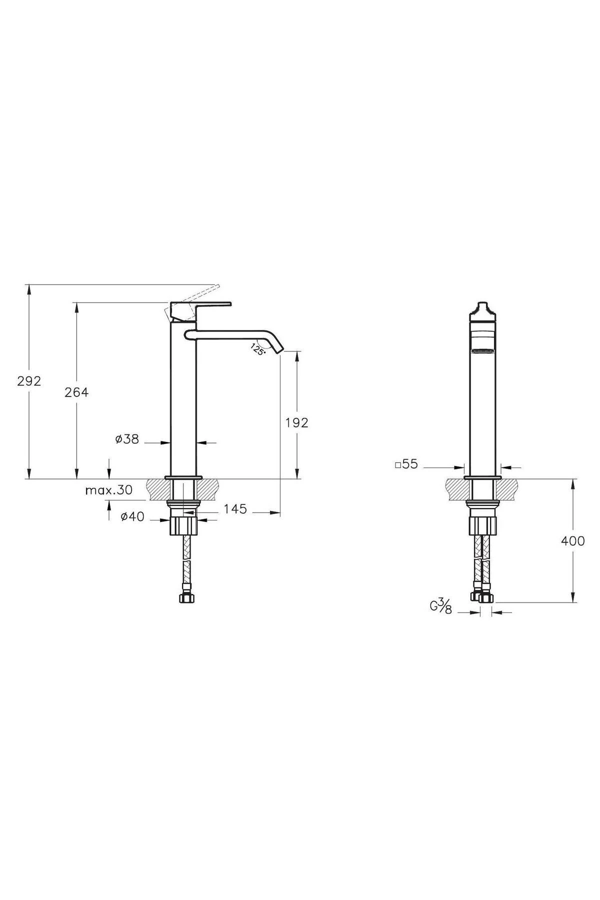 Yeni Suit Lavabo Bataryası Üstten - Yüksek A42814