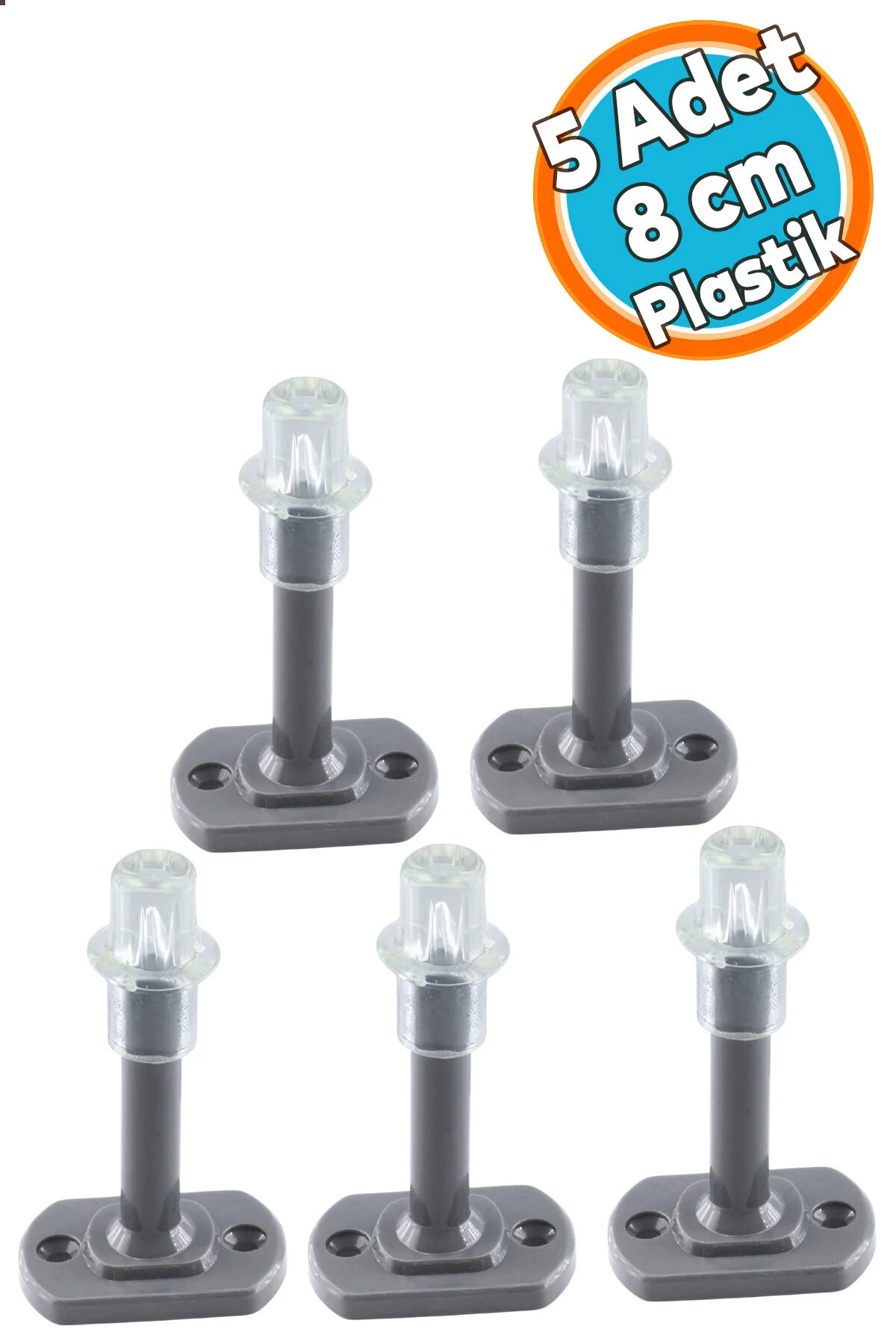 Plastik Stoper Kapı Pencere Arkası Gri Renk Tampon 8 CM Vidalı Duvar Koruyucu Silikon 5 Adet