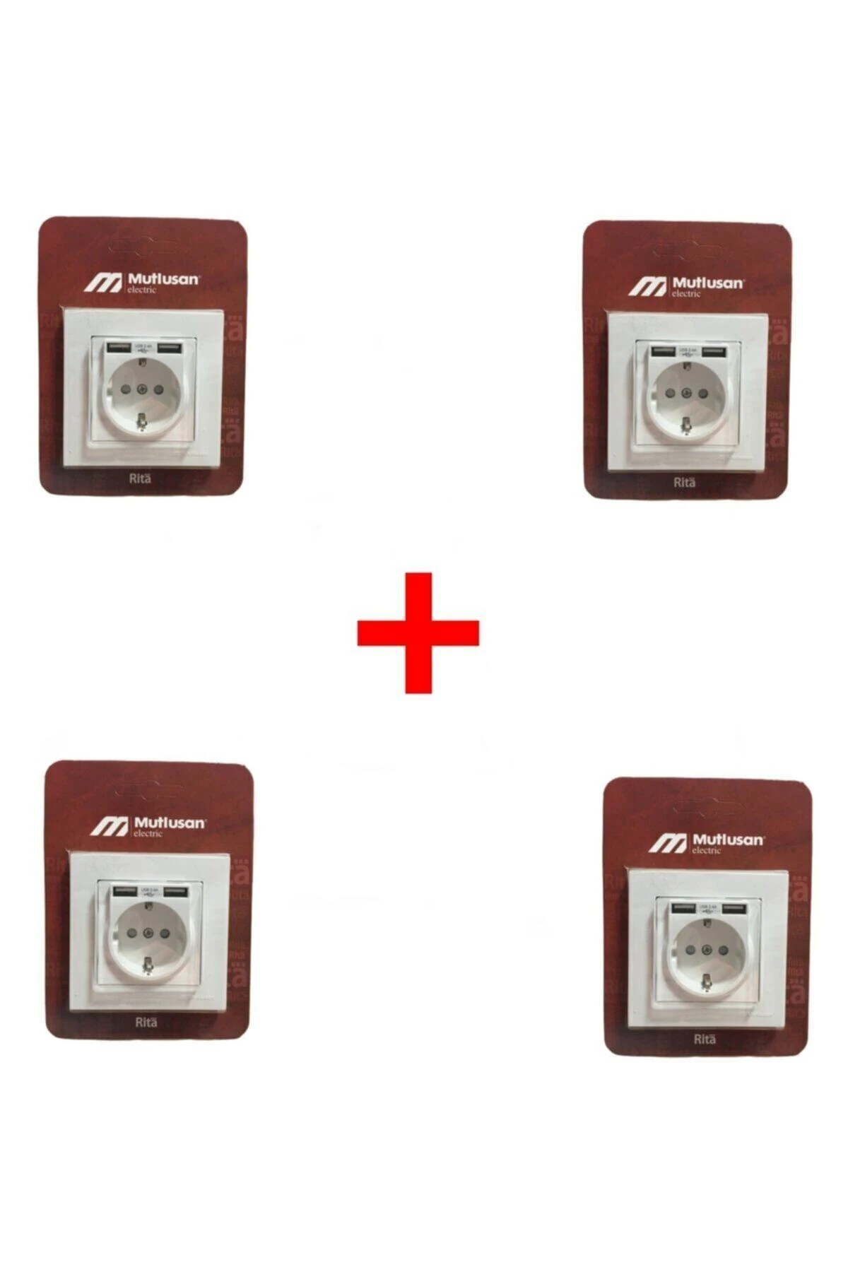 Rita 2'li Usb Ve Topraklı Priz (2.4A HIZLI ŞARJ ÇOCUK KORUMA) (4 ADET)
