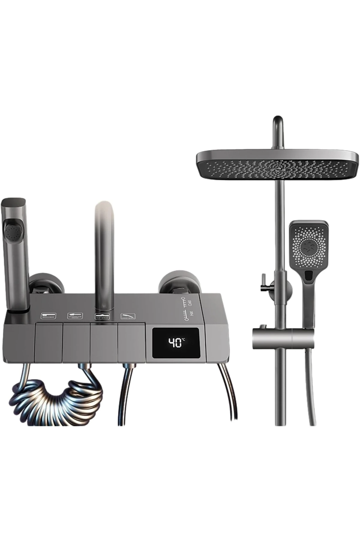 Piyano Digital Göstergeli Antrasit Robot Duş Seti