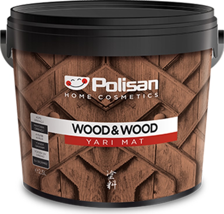 POLİSAN Wood&wood Antiaging Su Bazlı Yarımat Ahşap Verniği - Açık Meşe - 0,75 Lt