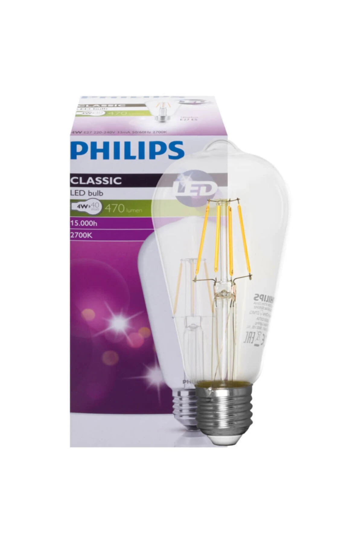 5 Adet Phılıps Rustik Led Lamba 4w=40w 470 Lümen St 64 Model