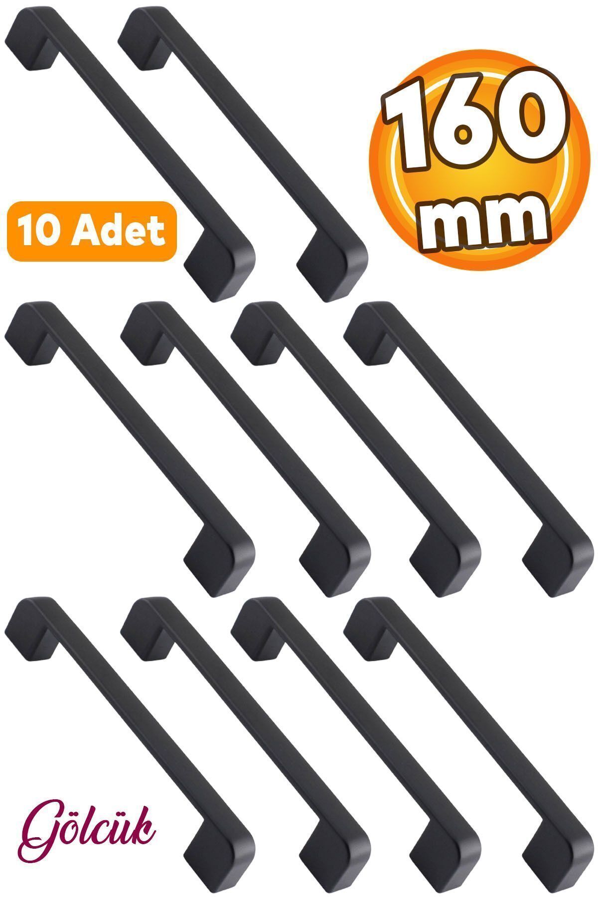 BADEM10 10 Adet Gölcük Oval Siyah Mobilya Mutfak Çekmece Dolap Dolabı Metal Kulpu Kulbu Kulpları 160 Mm