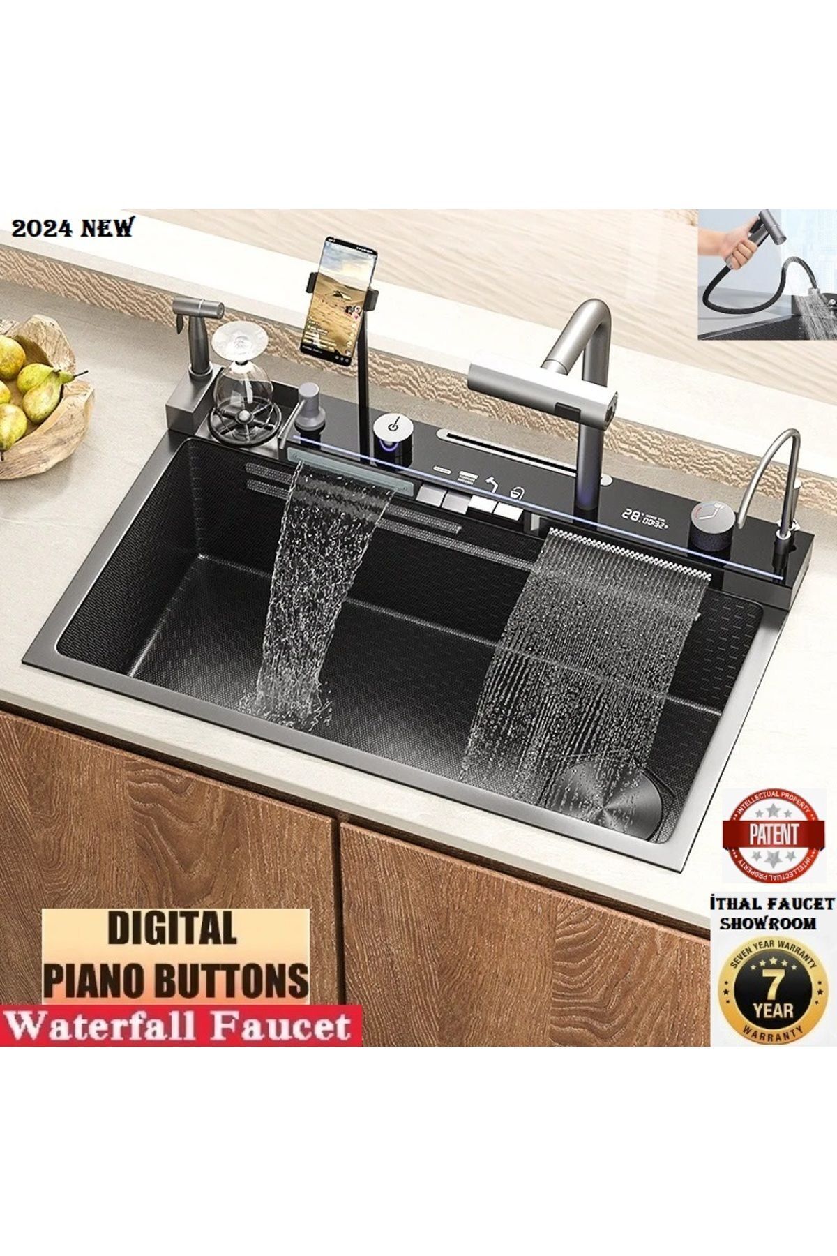 Dijital Akıllı Eviye Seti Ve Bataryası Antrasit 14 Fonksiyon Full Set Ithal 7 Yıl Garantili Patentli