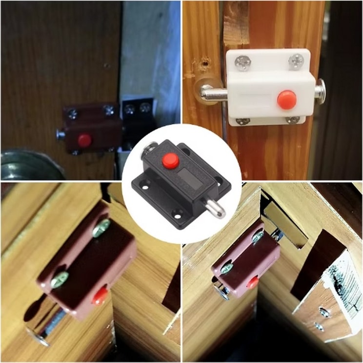 Butonlu Plastik Yaylı Mandallı Mobilya Dolap Kilidi, Soyunma Odası Kapı Kilidi,