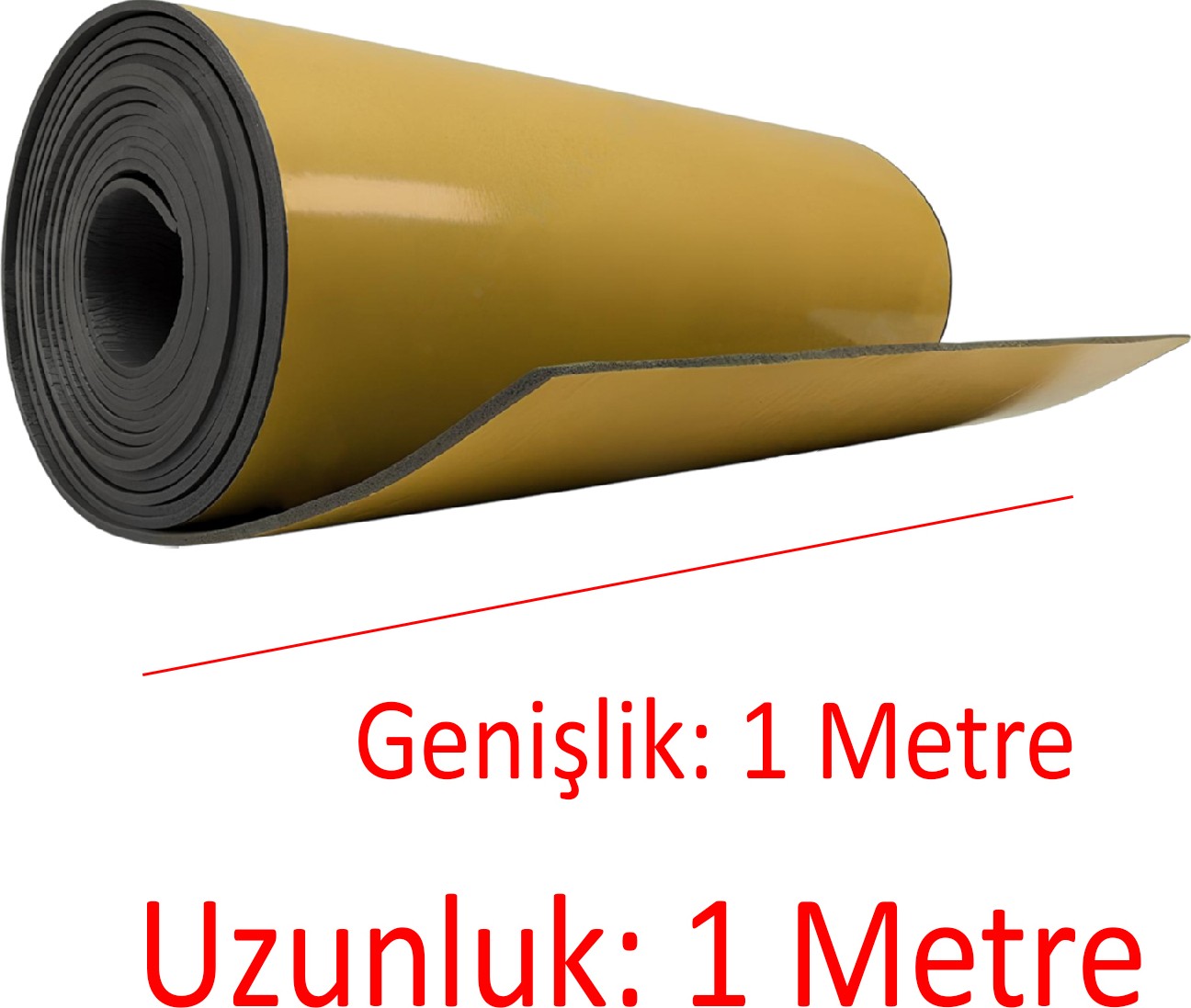Yapışkanlı Araç Ses Isı Yalıtım Izolasyon Bandı EN:100 cm Kalınlık:5 mm Uzunluk 5 Metre Kauçuk Sünger