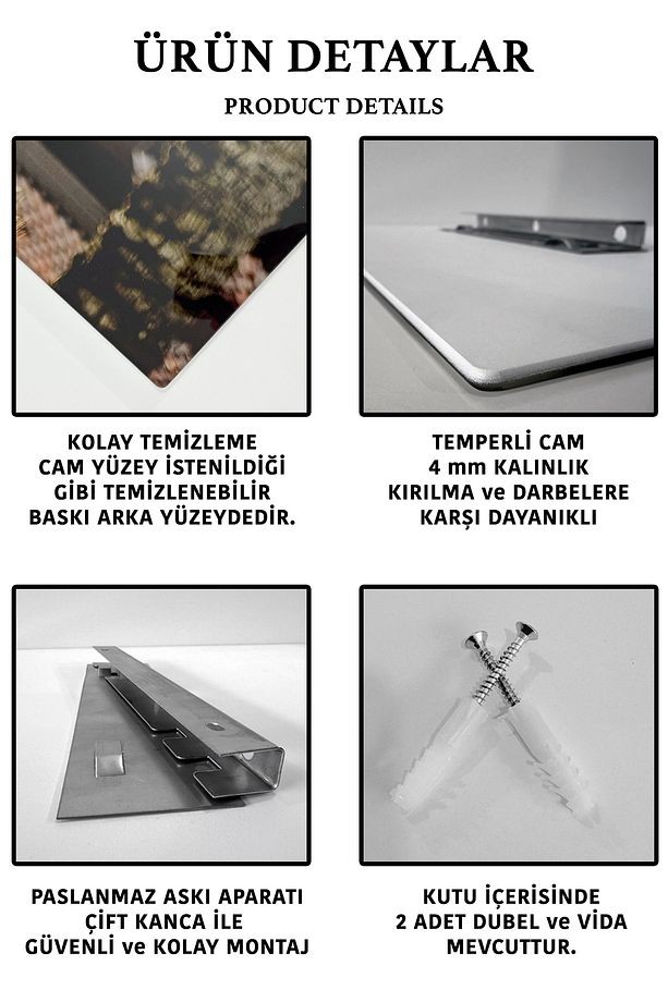 3 LÜ SET ALLAH AYETEL KÜRSİ MUHAMMED YAZILI DİNİ DEKORATİF CAM TABLO-EV OFİS HEDİYELİK -4MM KIRILMAZ