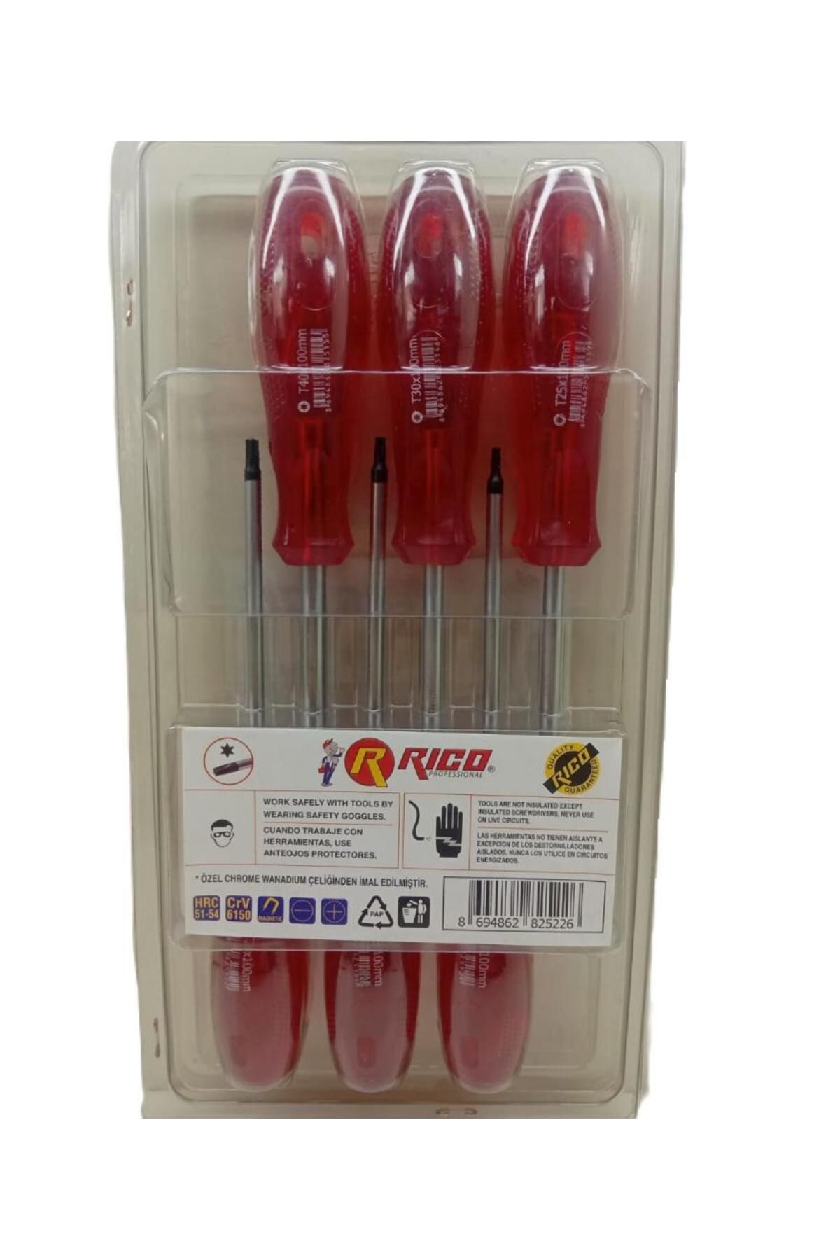 RİCO 6 Parça Craft Şeffaf Kaliteli Torx Tornavida Seti Kraft - 003rt2552