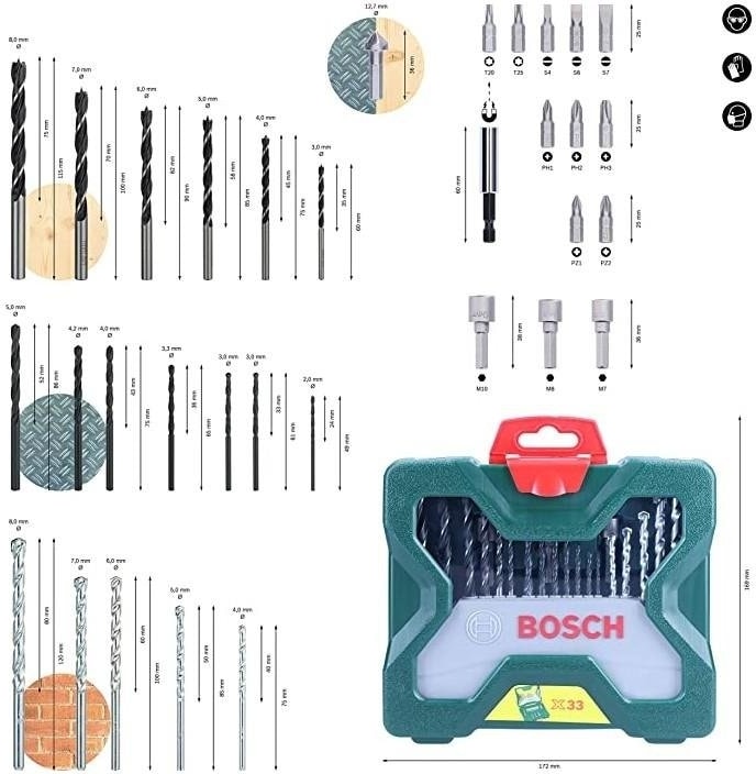 BOSCH X-Line 33 Parça Karışık Aksesuar Seti - 2607019325