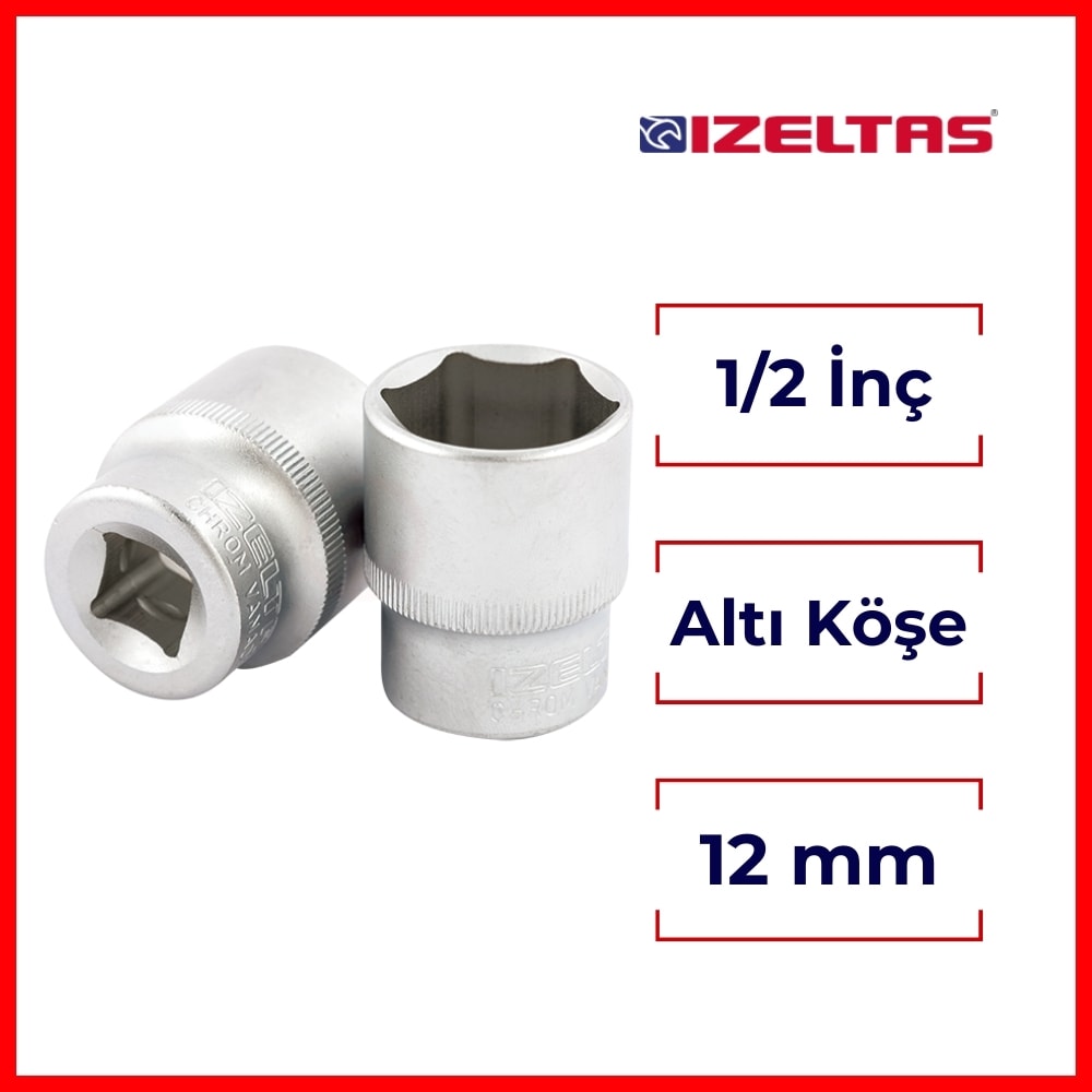 Altı Köşe Lokma Anahtar, 1/2 İnç 12 mm, Yüksek Tork Dayanımı