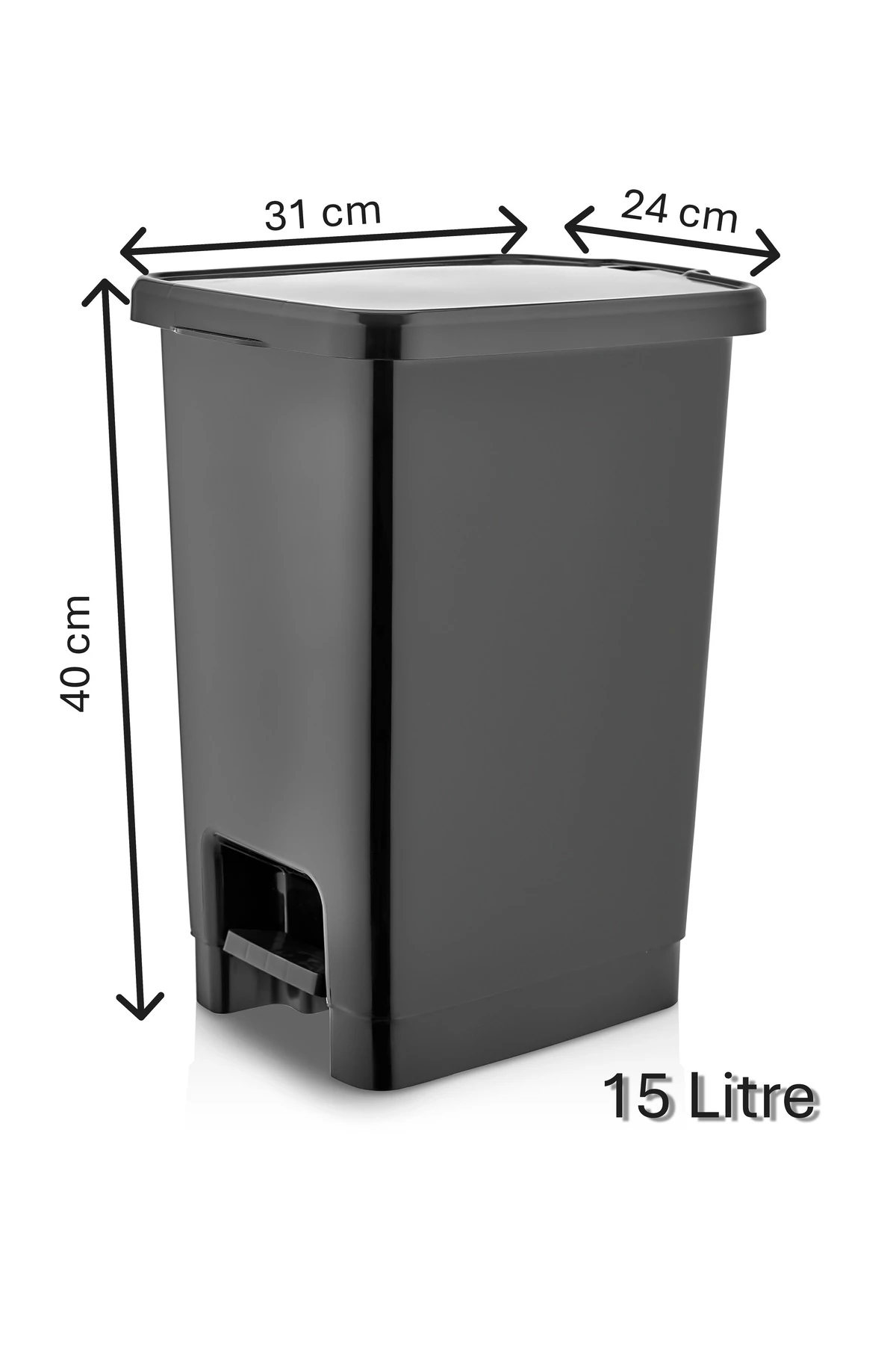 Pedallı Çöp Kovası 15 Litre Siyah