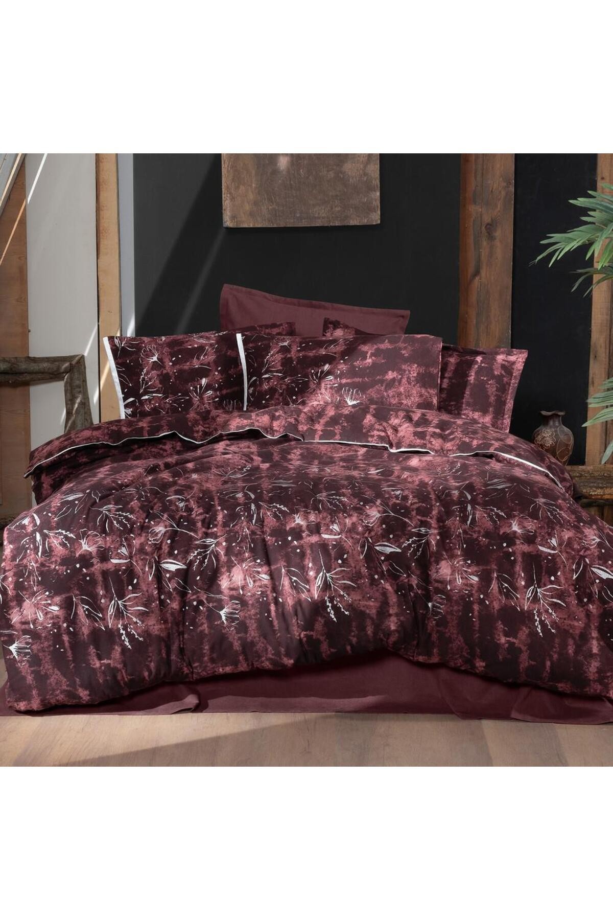 Doryana Tek Kişilik %100 Pamuk Flanel (Pazen) Nevresim Takımı Bordo