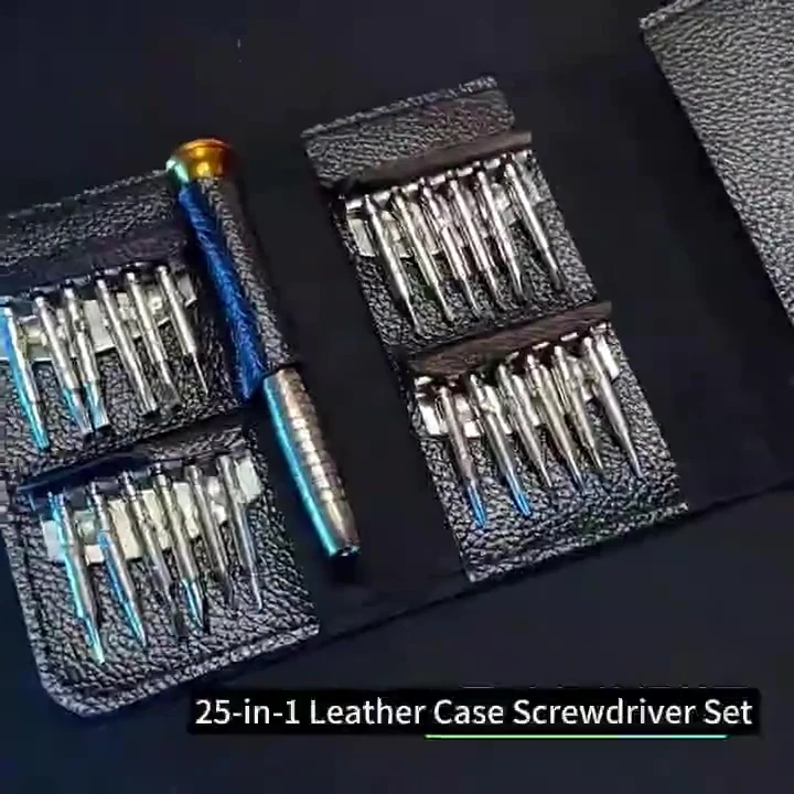 25 Parça Cüzdanlı mıknatıslı Tornavida Set Elektronik Gözlük Saat Bilgisayar Tamir Tornavidası Seti