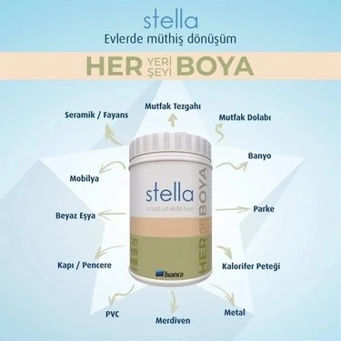 Stella Su Bazlı Saf Akrilik Boya 1 Lt Beyaz