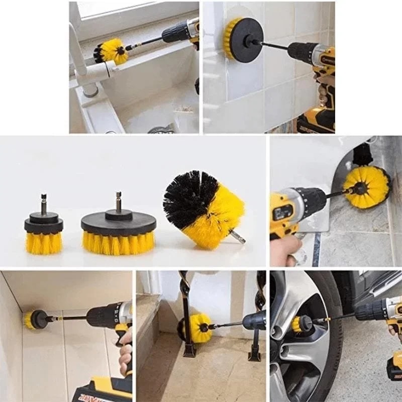 Matkap Ucuna Takılan 3&amp;apos;lü Fırça Temizlik Seti (5047)