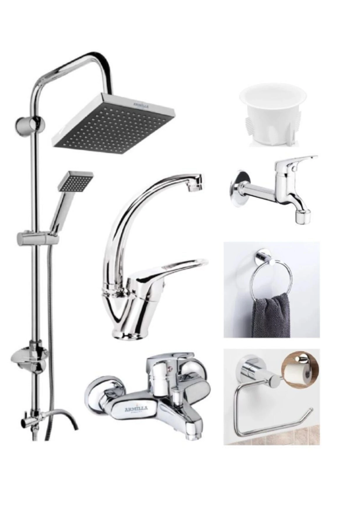 Sıcak Soğuk Çift Su Girişli Banyo  Duş ve Wc Musluğu Çeşmesi Bataryası Full Set