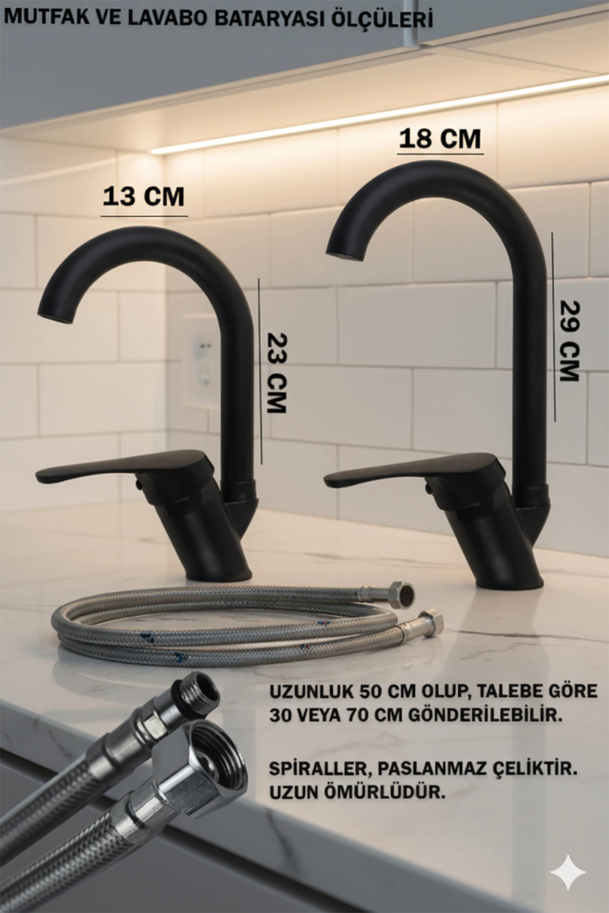 Banyo Lavabo Mutfak Bataryaları Robot Duş Setleri Siyah Renk Musluk Armatür Çeşitleri Takım Halinde