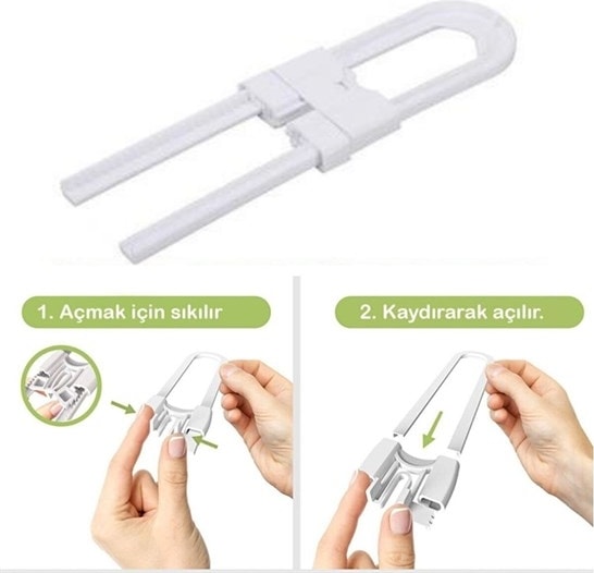 Bebek Çocuk Çekmece ve Dolap Koruma Raylı Güvenlik Sistemi Emniyet Kilidi (5263)