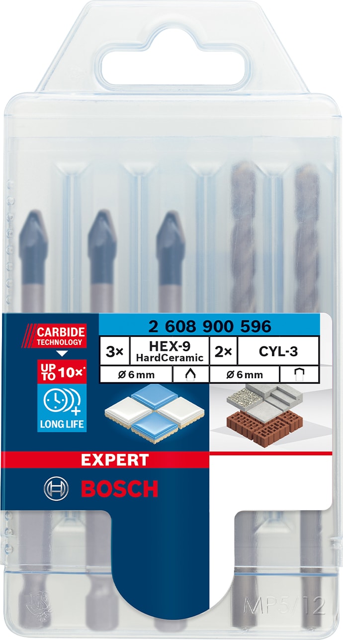 BOSCH Expert Hex-9 Hardceramic Delme Ucu Karışık Seti 6 mm 5 Parça