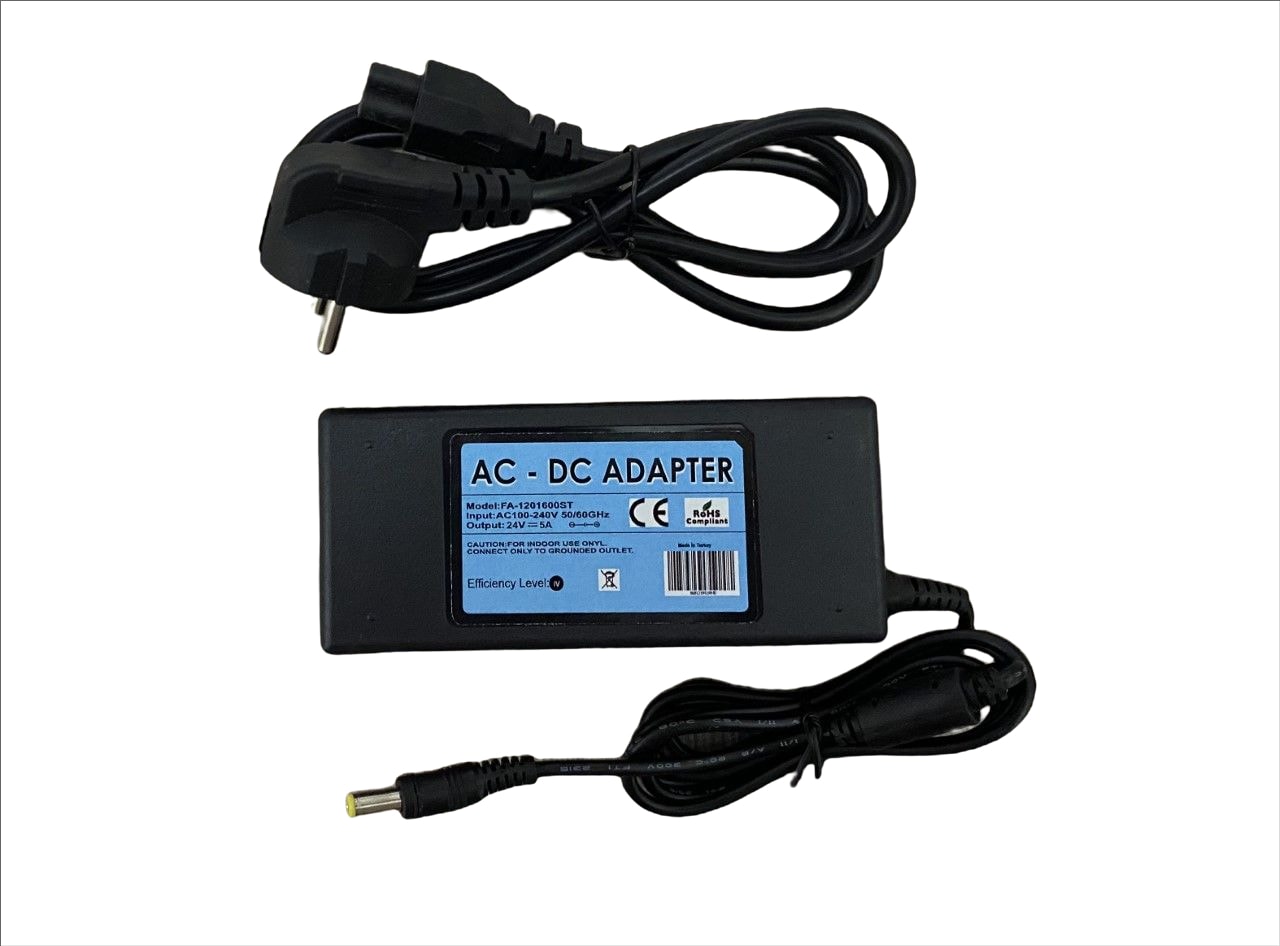 24V 5A LED Adaptörü 5,5x2,5 Jack 24 Volt 5 Amper Adaptör LED
