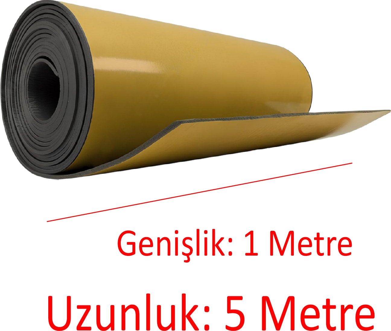 Yapışkanlı (10 MM EN:100 CM X 5 MT) Araç Oto Motor Ses Isı Yalıtım Izolasyon Bandı Kauçuk Sünger