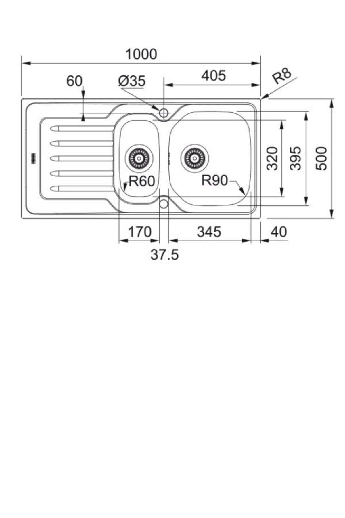 İnox Onda Line Olx 651 1,5 Gözlü Sağ Damlalıklı Eviye (101.0656.148)
