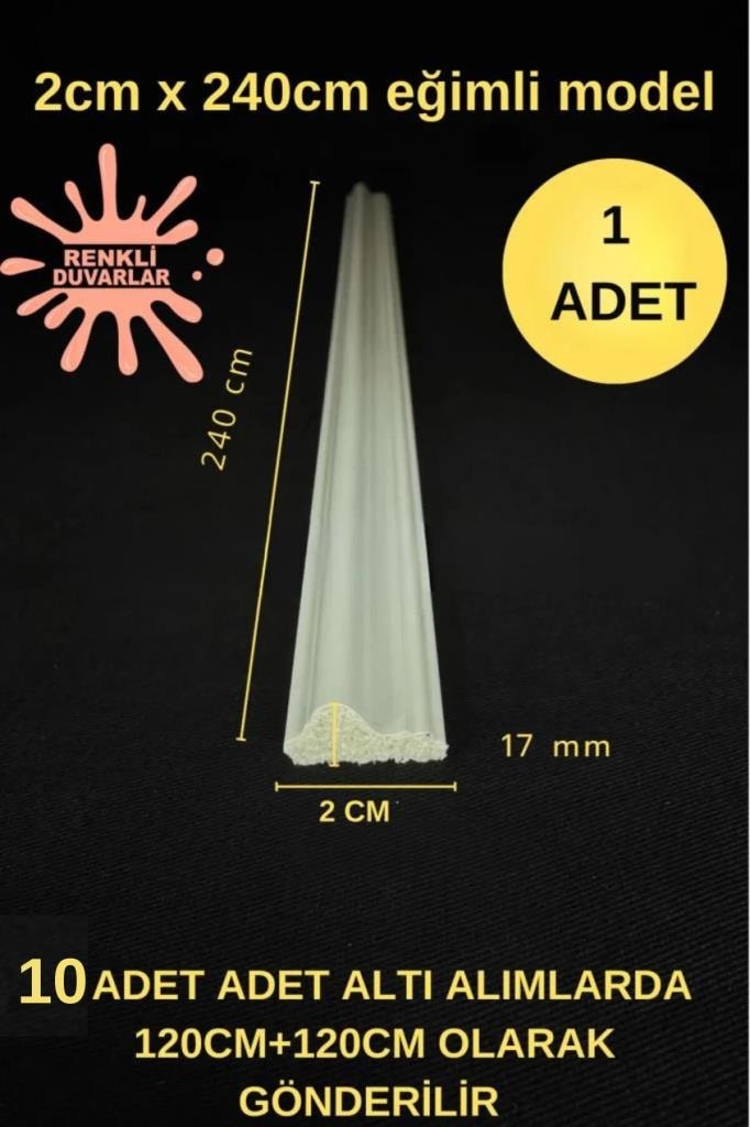 Dekoratif Boyanabilir 1 Adet 2cm x 240CM Eğimli Polistren Duvar Çıtası Ev Salon Koridor Çıtalama