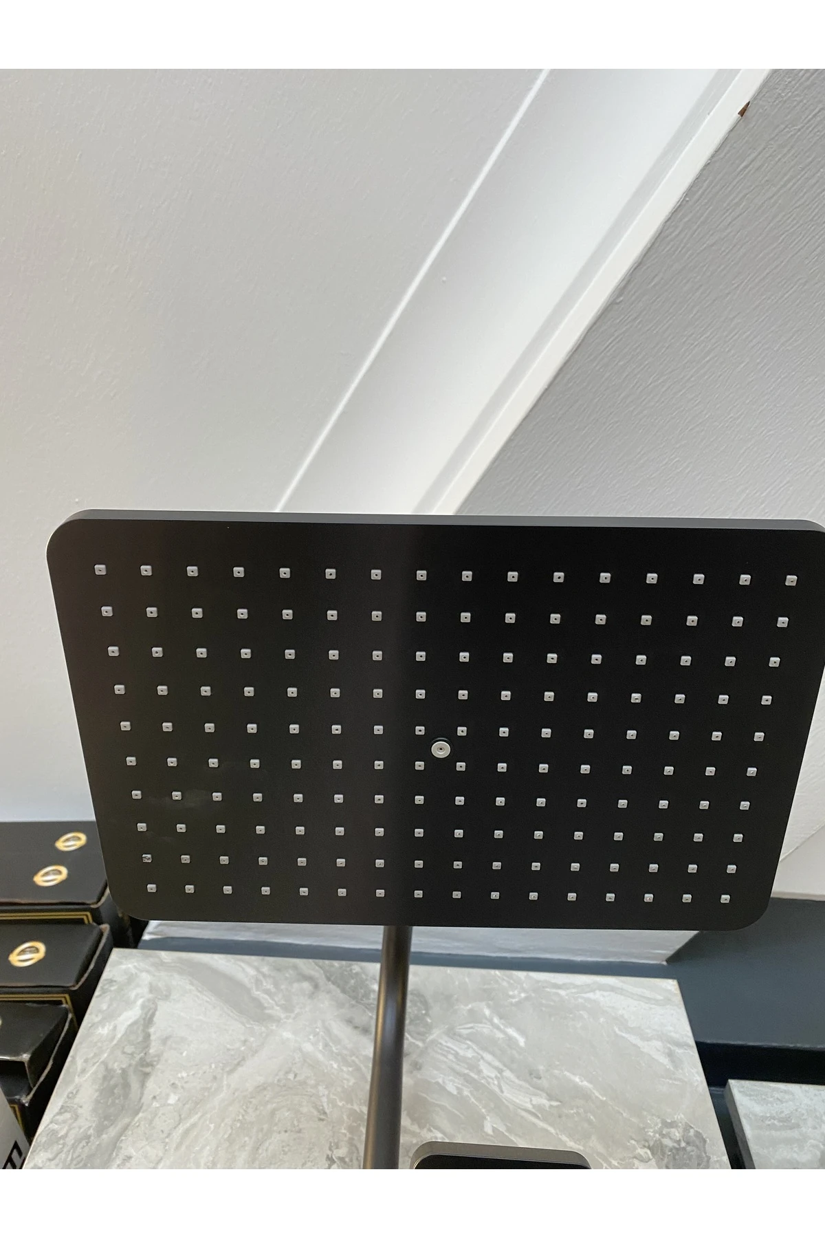 Siyah Duş Sistemi Mat Siyah Büyük Kare Tepe Set Büyük El Duşu Duş Başlığı Pirinç Malzeme