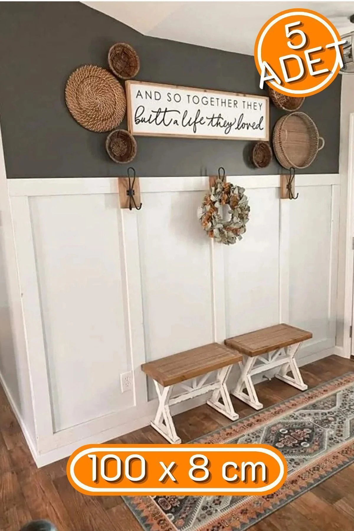 Iskandinav Duvar Çıtası 1 Paket(5 Adet) 100×8 cm