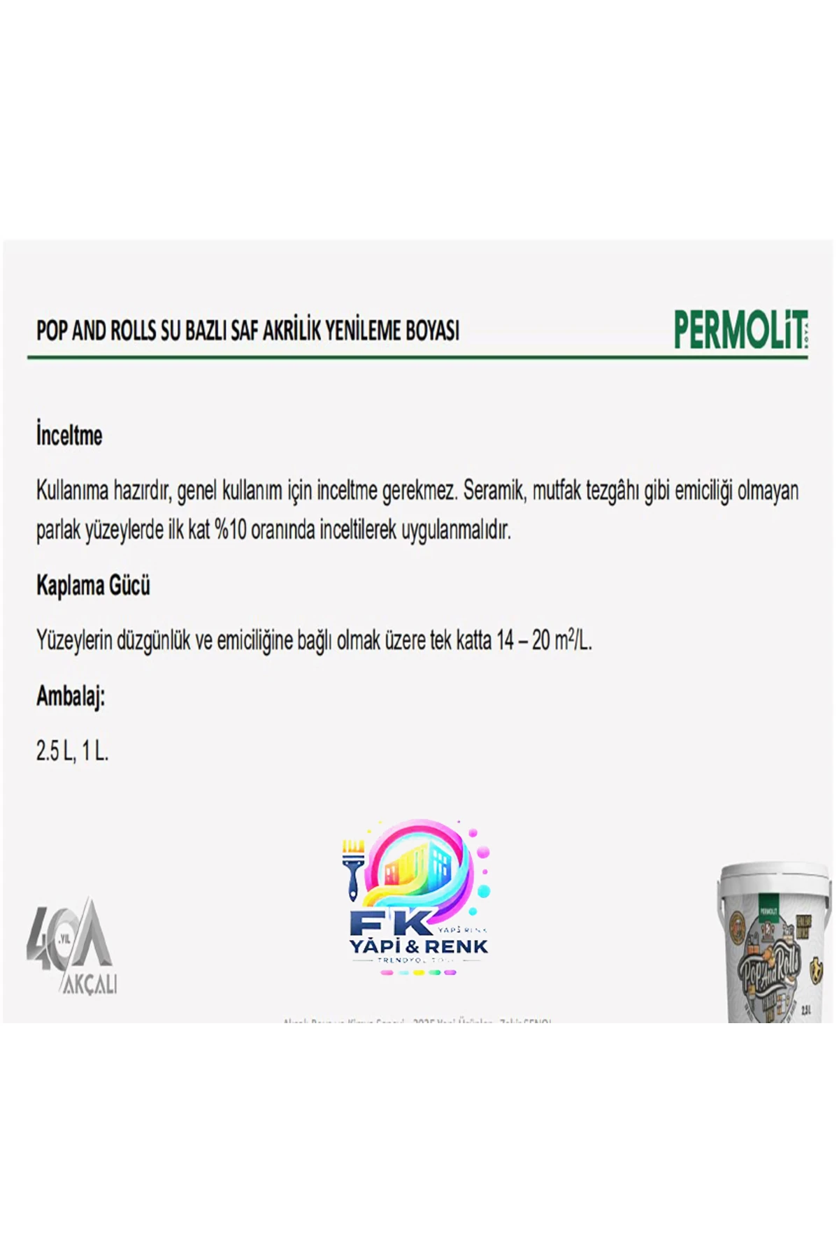 Pop And Rolls 1L - Tek Katla Yepyeni Görünüm! Fayans, Tezgah, PVC ve Ahşap Boya