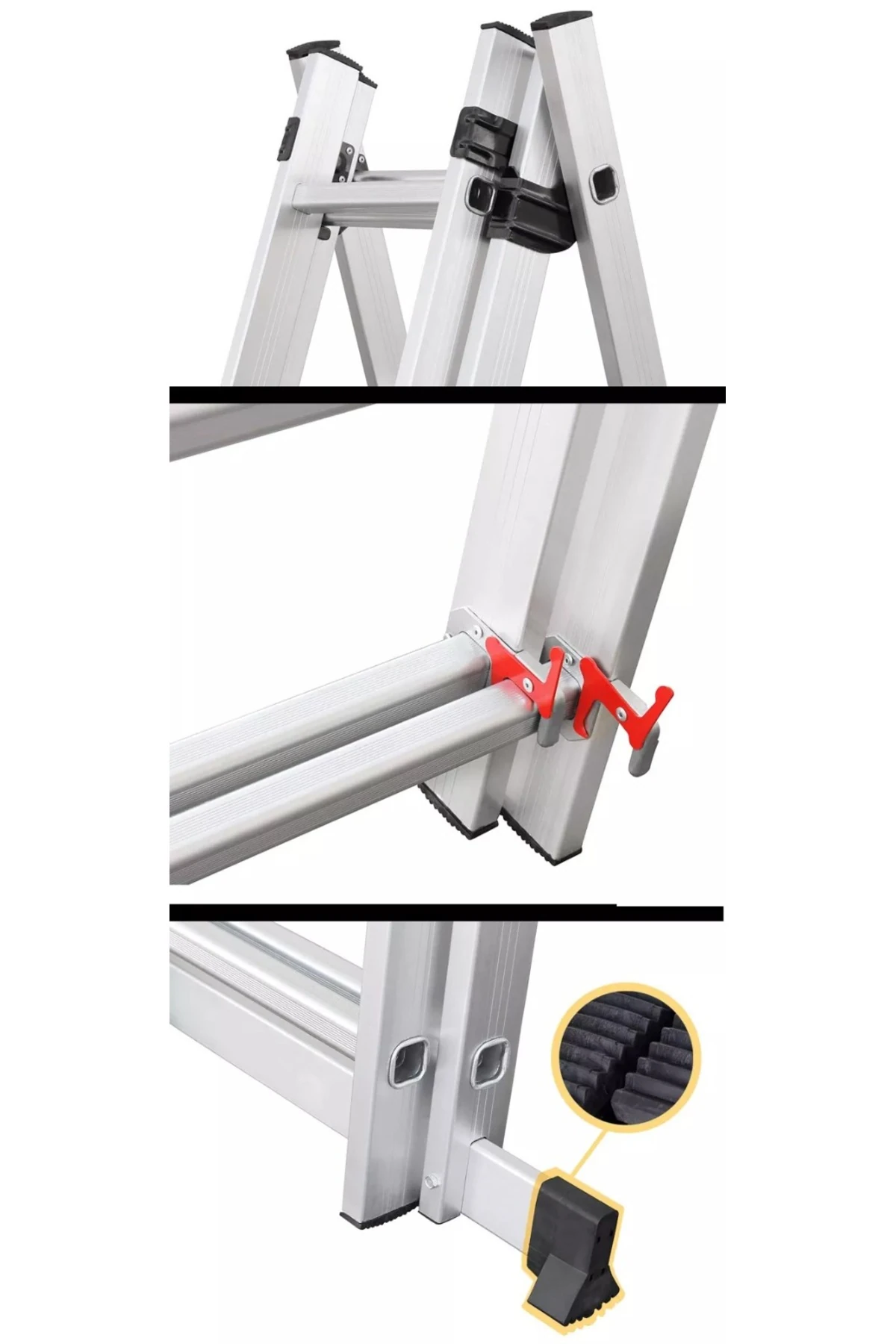 Alüminyum 3 Parçalı Endüstriyel Merdiven 3x6 / 3x7 / 3x8 / 3x9 Basamak | EN131