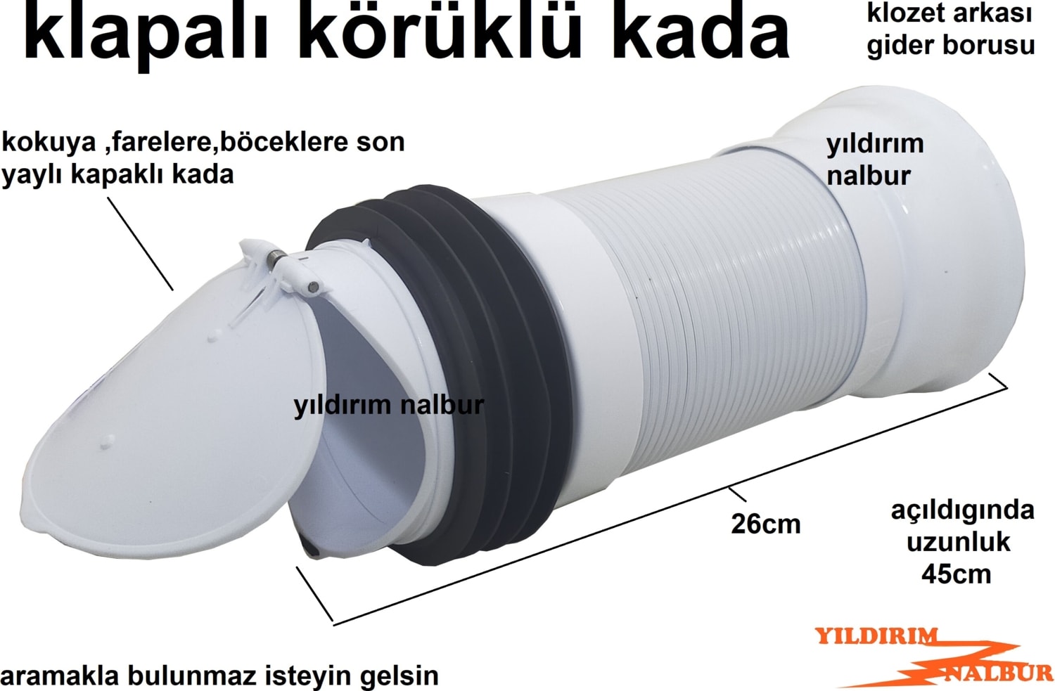 Klapalı Klozet Gideri Kalape Klozet Arkası Körüklü Kada Borusu