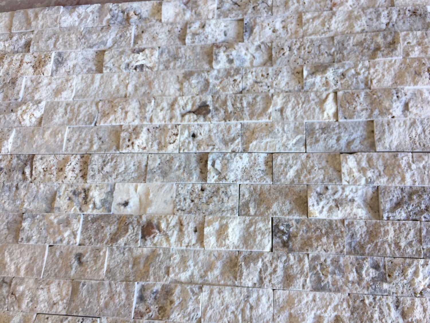 5X10Cm Latte Silver Doğal Taş Traverten Patlatma Mozaik Duvar Kaplaması