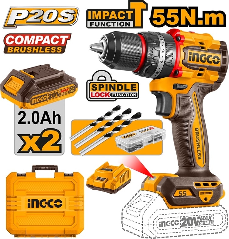 Darbeli Matkap Seti 13 mm 20V 2X2.0AH CIDLI20558E