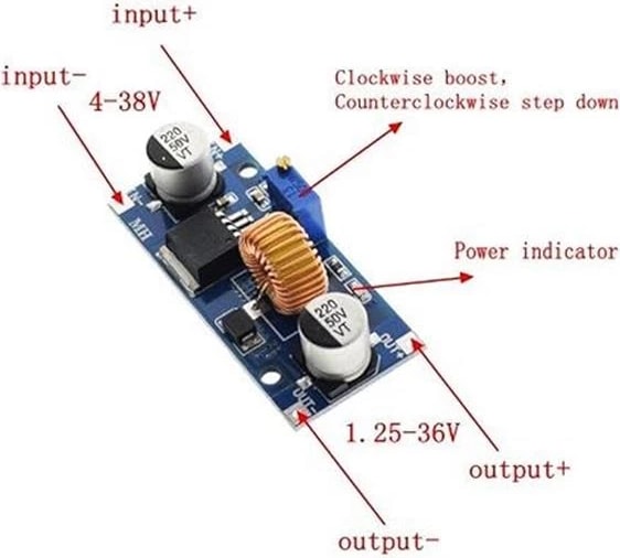 XL4015 5A Ayarlanabilir Voltaj Düşürücü Modül